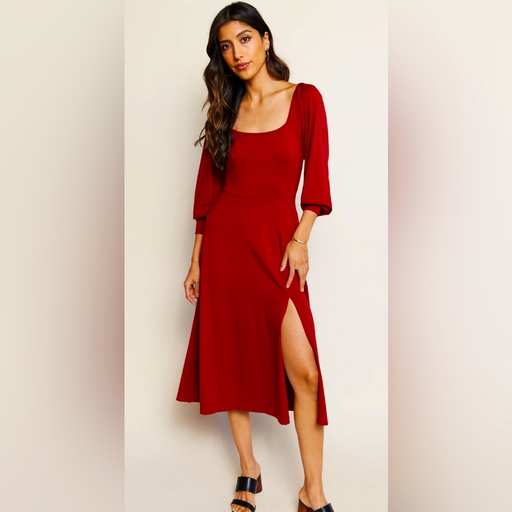 ABLE Rita Square Neck Midi Dress - M - NWT